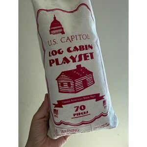 Roy Toy U.S. Capitol Log Cabin Playset  Wood Interlocking Blocks Bag USA